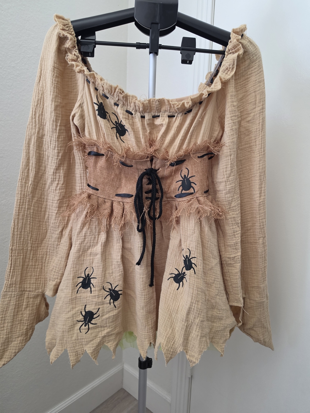 Leg Avenue Bugged Out Baddie Spider Dress S/P Tan Gothic Halloween